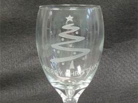 Christmas Tree Etched Glass