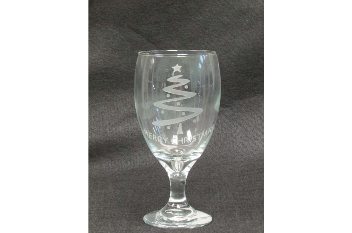 Christmas Tree Etched Glass Bowling Green Glass Company