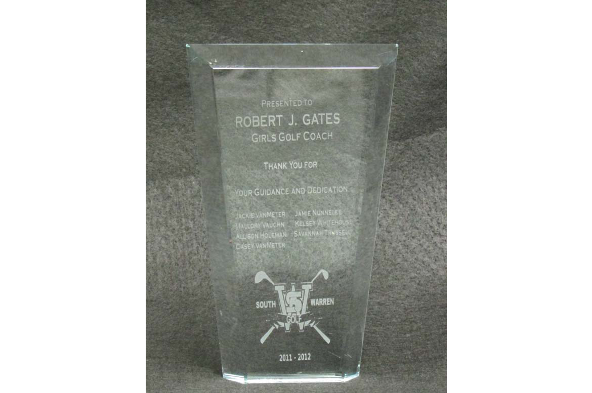 Glass Etched Golf Trophy by BG Glass Company